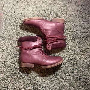 Just Fab Fall Winter Ankle Boot Burgandy Wine Color Size 10 Womens